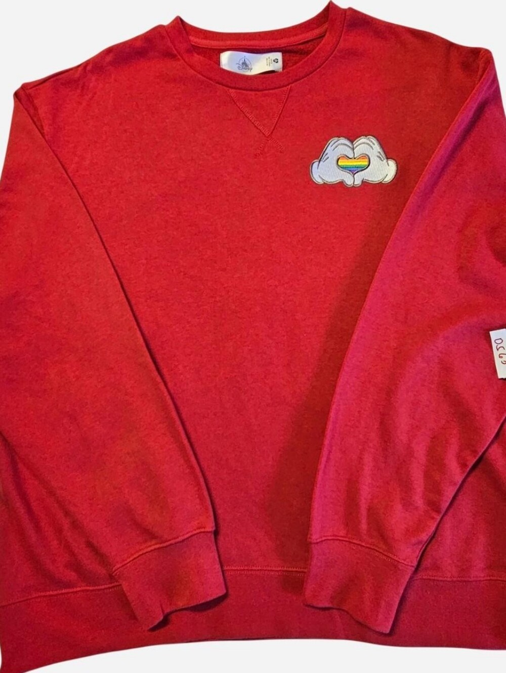 Disney Red Crewneck Sweatshirt with Heart Cloud Patch